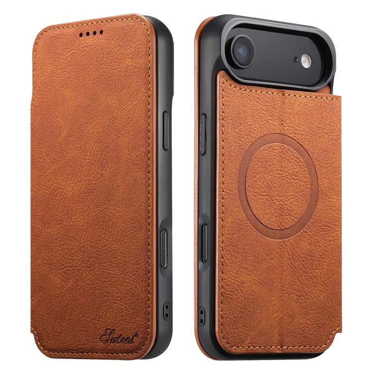 Suteni J06 Retro Matte Litchi Texture Leather MagSafe Phone Case, For iPhone 17 Pro Max, For iPhone 17 Pro, For iPhone 17, For iPhone Air, For iPhone 16 Pro Max, For iPhone 16 Pro, For iPhone 16 Plus, For iPhone 16