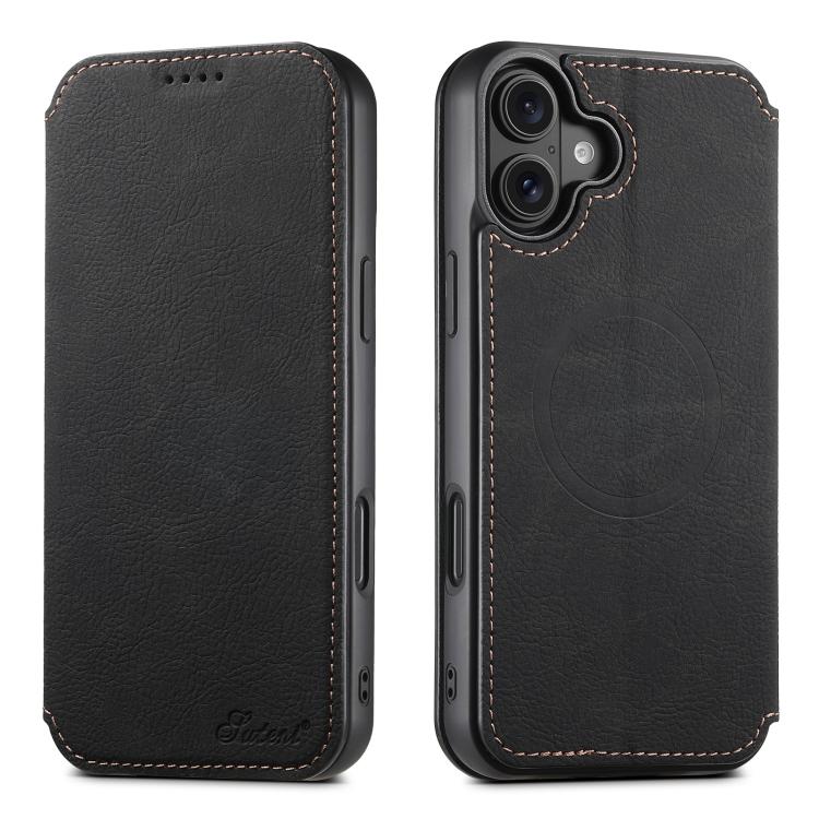 Suteni J06 Retro Matte Litchi Texture Leather MagSafe Phone Case, For iPhone 18, For iPhone 18 Pro, For iPhone 18 Pro Max, For iPhone 17 Pro Max, For iPhone 17 Pro, For iPhone 17, For iPhone Air, For iPhone 16 Pro Max