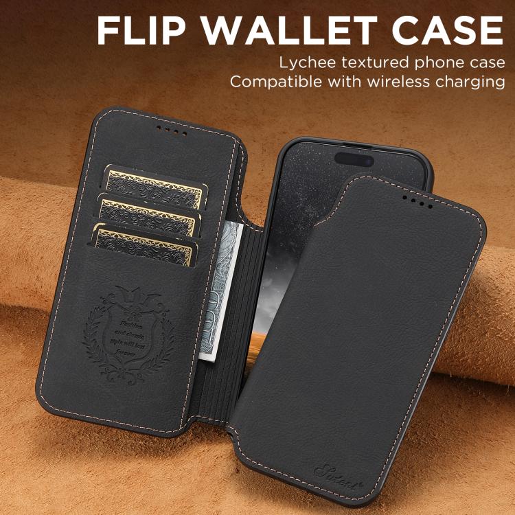 Suteni J06 Retro Matte Litchi Texture Leather MagSafe Phone Case, For iPhone 18, For iPhone 18 Pro, For iPhone 18 Pro Max, For iPhone 17 Pro Max, For iPhone 17 Pro, For iPhone 17, For iPhone Air, For iPhone 16 Pro Max
