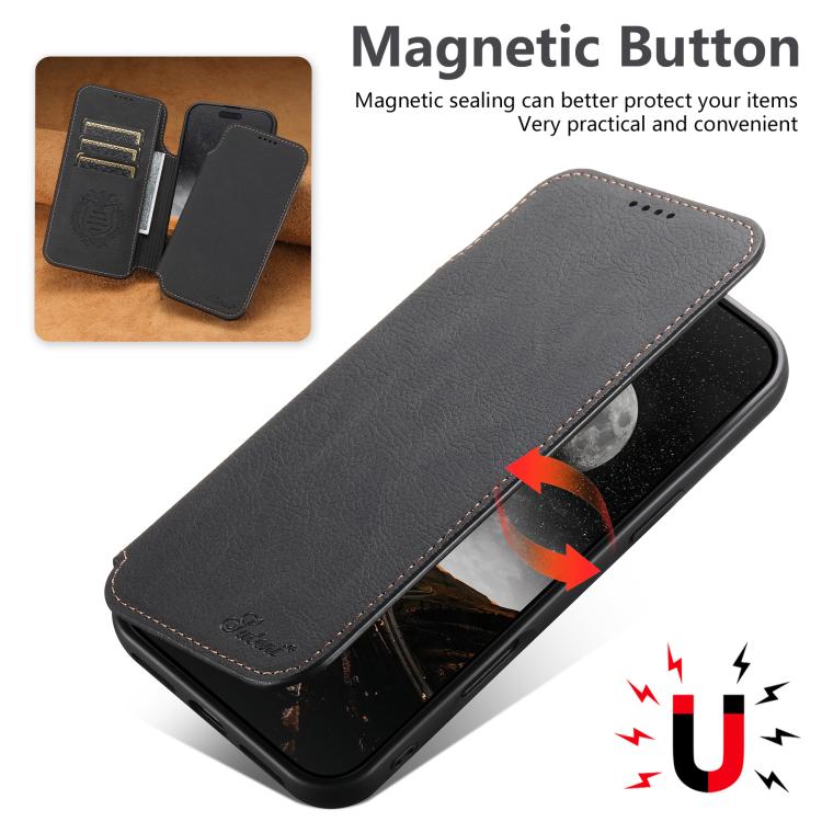 Suteni J06 Retro Matte Litchi Texture Leather MagSafe Phone Case, For iPhone 18, For iPhone 18 Pro, For iPhone 18 Pro Max, For iPhone 17 Pro Max, For iPhone 17 Pro, For iPhone 17, For iPhone Air, For iPhone 16 Pro Max