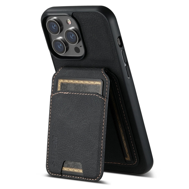 Suteni H02 Litchi Leather Card Wallet Stand Back Phone Case, For iPhone 14 Pro Max, For iPhone 13 Pro Max, For iPhone 13 Pro, For iPhone 13