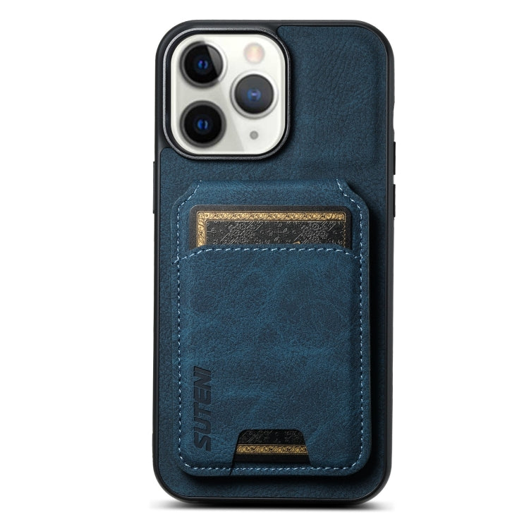 Suteni H02 Litchi Leather Card Wallet Stand Back Phone Case, For iPhone 12 / 12 Pro, For iPhone 12 Pro Max, For iPhone 11 Pro Max, For iPhone 11