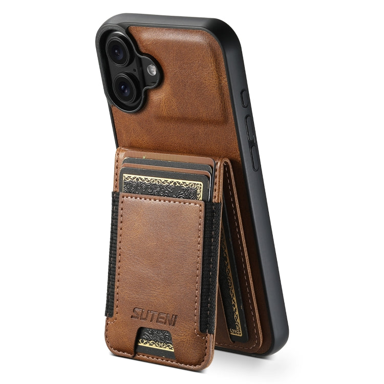 Suteni H03 Oil Wax Leather Wallet Stand Back Phone Case, For iPhone 16 Pro, For iPhone 16 Plus, For iPhone 16, For iPhone 15 Pro Max, For iPhone 15 Pro, For iPhone 15 Plus, For iPhone 15, For iPhone 14 Plus