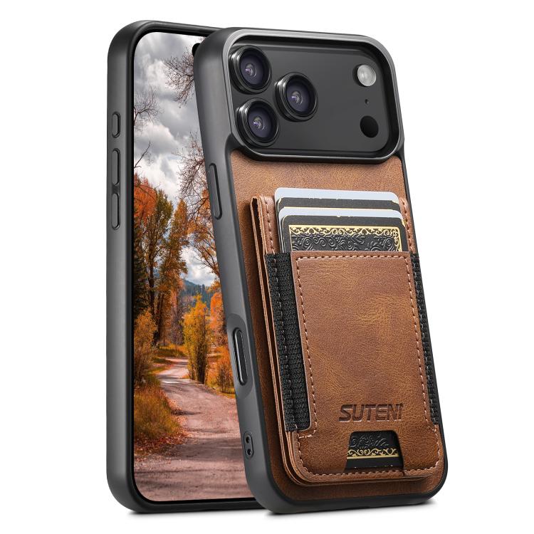Suteni H03 Oil Wax Leather Wallet Stand Back Phone Case, For iPhone 18, For iPhone 18 Pro, For iPhone 18 Pro Max, For iPhone 17 Pro Max, For iPhone 17 Pro, For iPhone 17, For iPhone Air, For iPhone 16 Pro Max