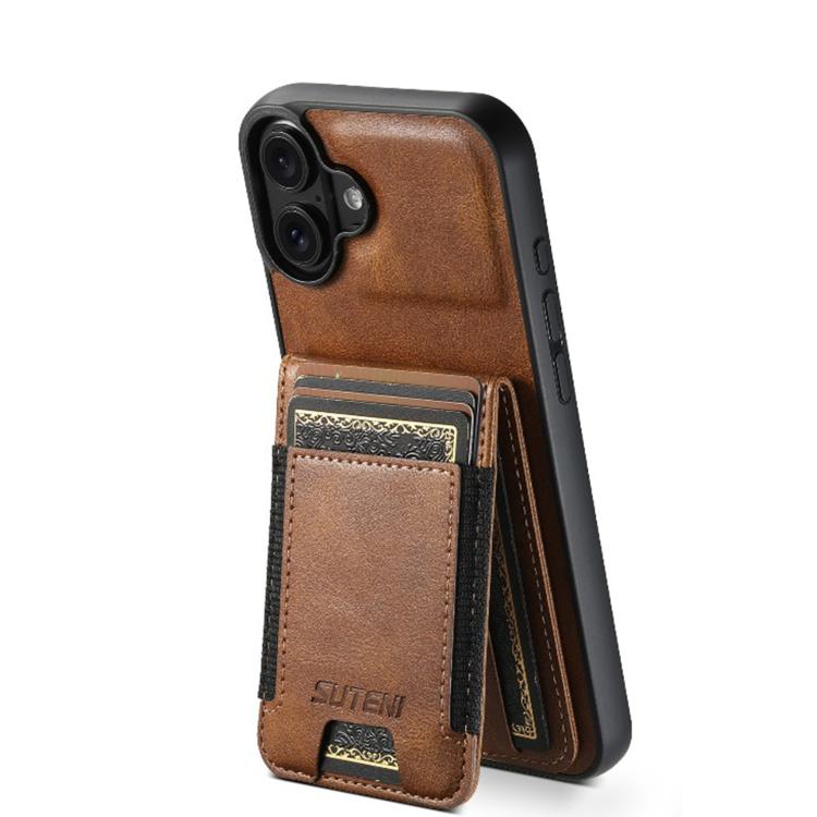 Suteni H03 Oil Wax Leather Wallet Stand Back Phone Case, For iPhone 18, For iPhone 18 Pro, For iPhone 18 Pro Max, For iPhone 17 Pro Max, For iPhone 17 Pro, For iPhone 17, For iPhone Air, For iPhone 16 Pro Max