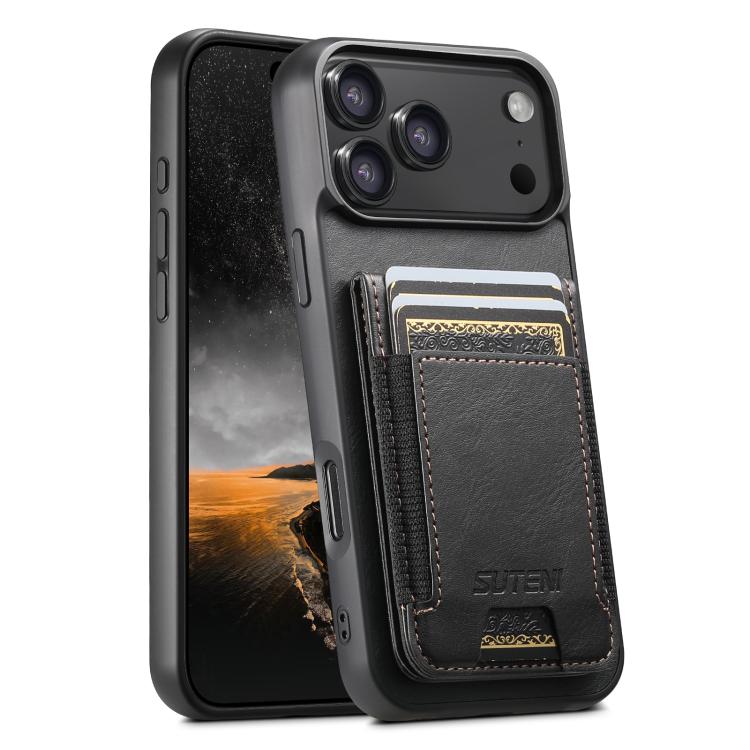 Suteni H03 Oil Wax Leather Wallet Stand Back Phone Case, For iPhone 18, For iPhone 18 Pro, For iPhone 18 Pro Max, For iPhone 17 Pro Max, For iPhone 17 Pro, For iPhone 17, For iPhone Air, For iPhone 16 Pro Max