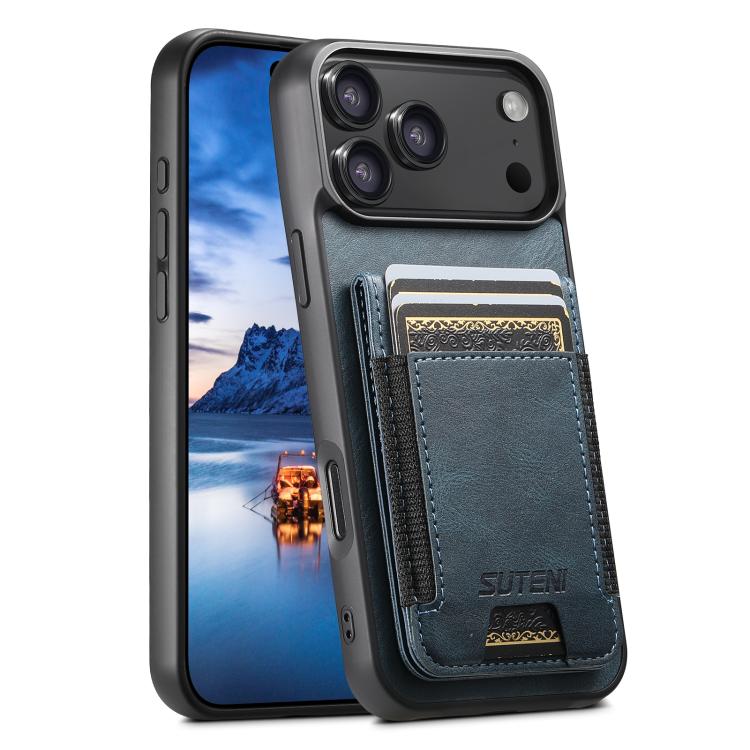 Suteni H03 Oil Wax Leather Wallet Stand Back Phone Case, For iPhone 18, For iPhone 18 Pro, For iPhone 18 Pro Max, For iPhone 17 Pro Max, For iPhone 17 Pro, For iPhone 17, For iPhone Air, For iPhone 16 Pro Max