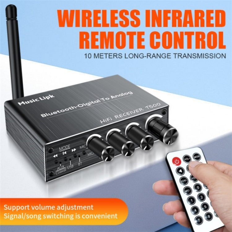 T500 Bluetooth 5.3 Audio Adapter U-Disk Mic Amplifier Speaker Converter with Remote Control, T500
