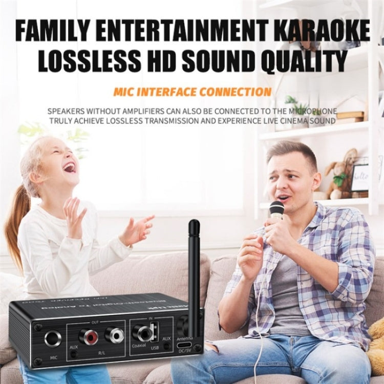T500 Bluetooth 5.3 Audio Adapter U-Disk Mic Amplifier Speaker Converter with Remote Control, T500