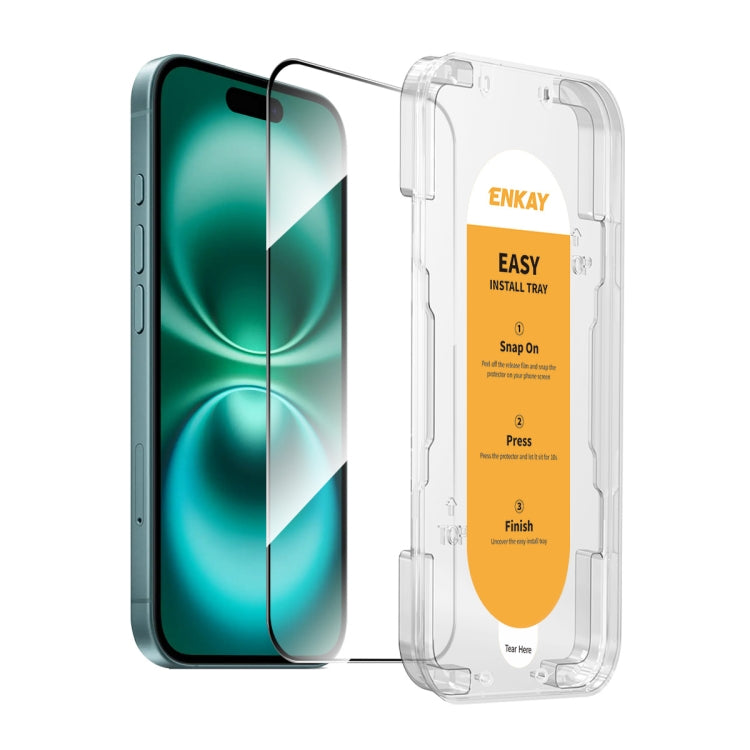 ENKAY Easy Install High Alumina Silicon Full Glass Film, For iPhone 17e / 16e / 14 / 13 / 13 Pro, For iPhone 17 Pro Max, For iPhone 17 Pro, For iPhone 17, For iPhone Air, For iPhone 16 Pro Max, For iPhone 16 Pro, For iPhone 16 Plus, For iPhone 16      ...