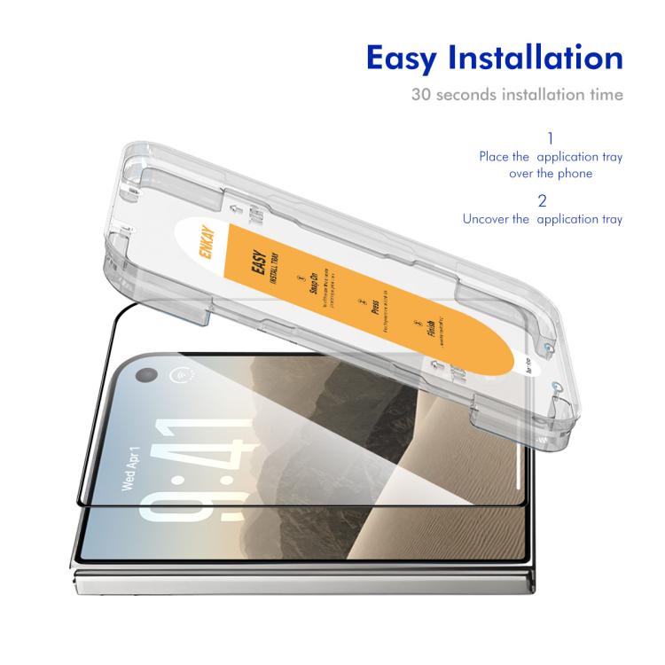 ENKAY Easy Install High Alumina Silicon Full Glass Film, For iPhone Duo Outer Screen, For iPhone 18 Pro, For iPhone 18 Pro Max, For iPhone 17 Pro Max, For iPhone 17 Pro, For iPhone 17, For iPhone Air, For iPhone 16 Pro Max, For iPhone 16 Pro           ...