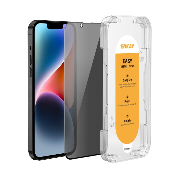 ENKAY Easy Install Anti-peeping Privacy Full Screen Tempered Glass Film, For iPhone 14 / 16e / 13 / 13 Pro, For iPhone 16 Pro Max, For iPhone 16 Pro, For iPhone 16 Plus, For iPhone 15 Plus, For iPhone 16, For iPhone 15, For iPhone 15 Pro Max           ...