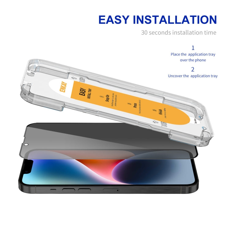 ENKAY Easy Install Anti-peeping Privacy Full Screen Tempered Glass Film, For iPhone 14 / 16e / 13 / 13 Pro, For iPhone 16 Pro Max, For iPhone 16 Pro, For iPhone 16 Plus, For iPhone 15 Plus, For iPhone 16, For iPhone 15, For iPhone 15 Pro Max           ...
