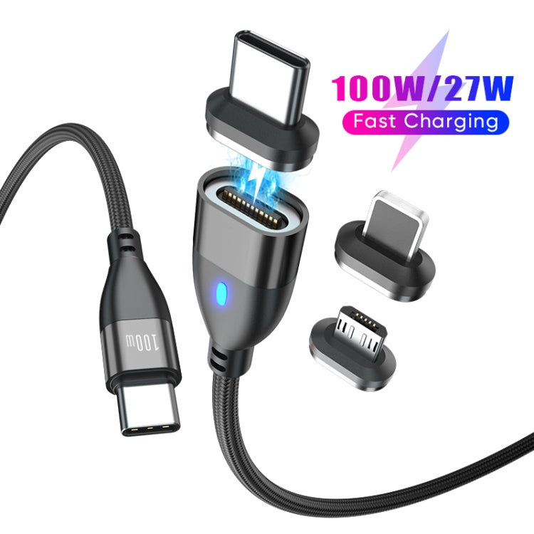 ENKAY 3 in 1 PD100W Type-C to Type-C / 8 Pin / Micro USB Magnetic Fast Charging Cable, 1m, 1.8m