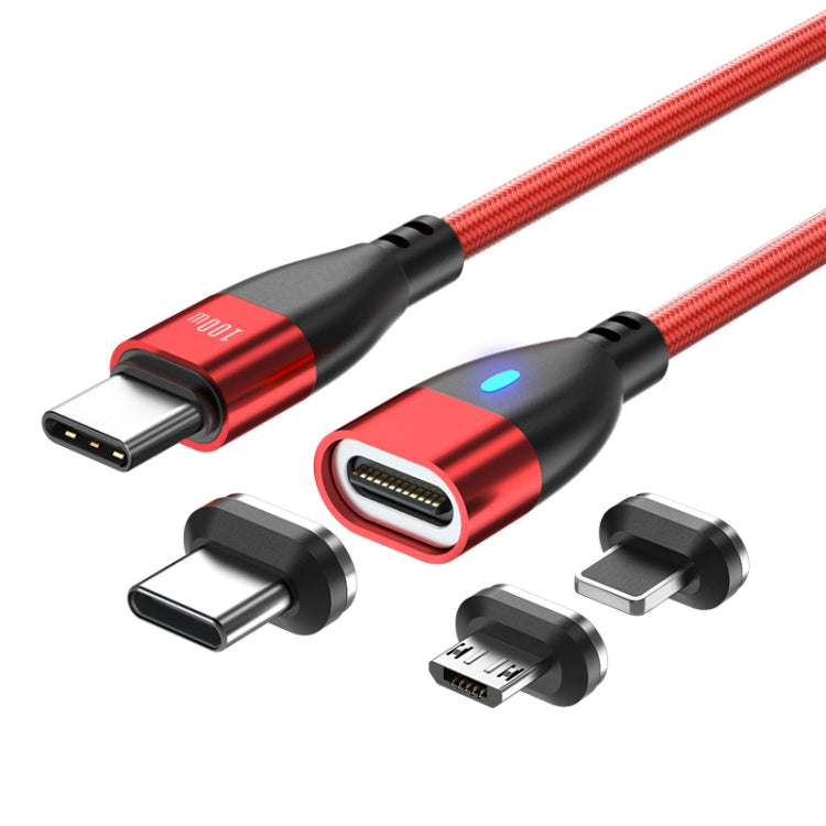 ENKAY 3 in 1 PD100W Type-C to Type-C / 8 Pin / Micro USB Magnetic Fast Charging Cable, 1m, 1.8m