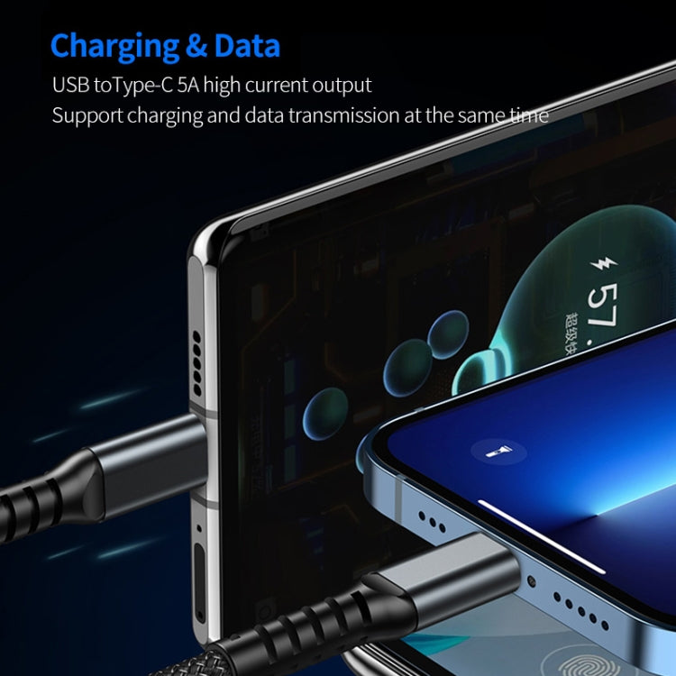 ENKAY 3-in-1 5A USB to Type-C / 8 Pin / Micro USB Fast Charging Cable with Indicator Light, Length: 1.2m, ENK-CB163