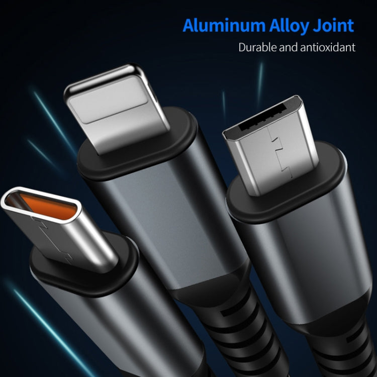 ENKAY 3-in-1 5A USB to Type-C / 8 Pin / Micro USB Fast Charging Cable with Indicator Light, Length: 1.2m, ENK-CB163