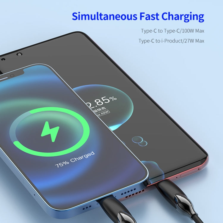 ENKAY PD100W 2-in-1 Type-C to Type-C / 8 Pin Fast Charging Cable with E-Marker, 1.2m, 2m