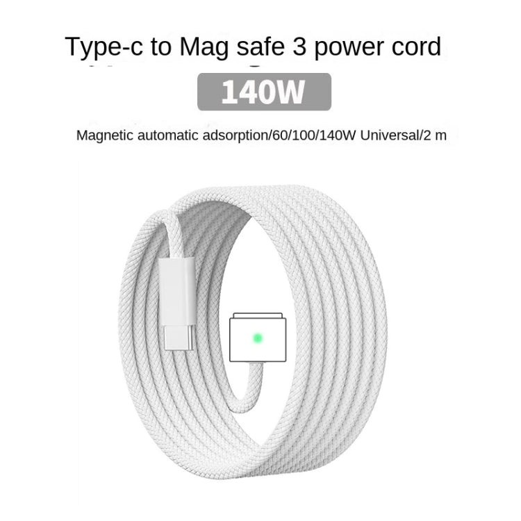 Adaptateur secteur USB-C PD 140 W avec câble de charge magnétique Type-C vers Magsafe3, longueur : 2 m, prises UE, US, UK et AU