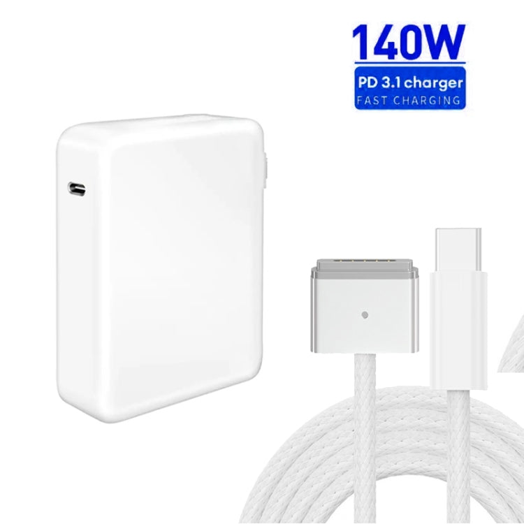 Adaptateur secteur USB-C PD 140 W avec câble de charge magnétique Type-C vers Magsafe3, longueur : 2 m, prises UE, US, UK et AU