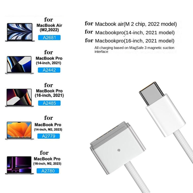 Adaptateur secteur USB-C PD 140 W avec câble de charge magnétique Type-C vers Magsafe3, longueur : 2 m, prises UE, US, UK et AU