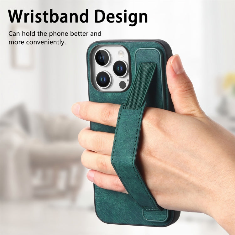 Retro Wristband Holder Leather Back Phone Case, For iPhone 16 Pro Max, For iPhone 16 Pro, For iPhone 16 Plus, For iPhone 16