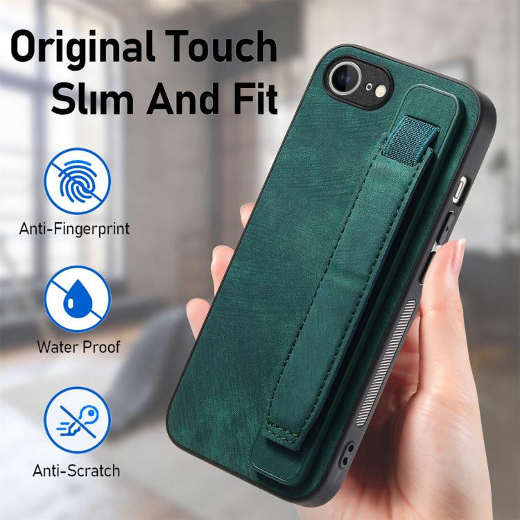 Retro Wristband Holder Leather Back Phone Case, iPhone 16e