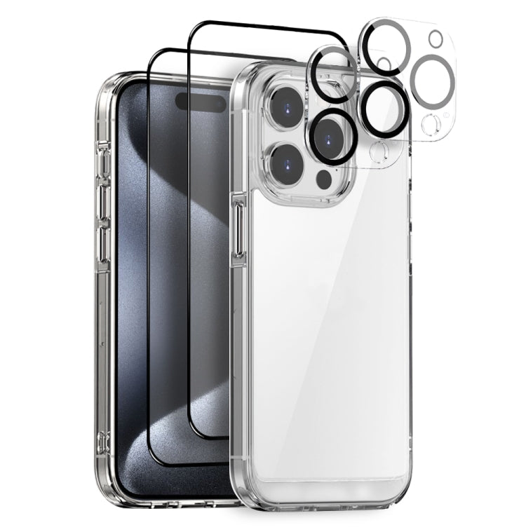 NORTHJO 5 in 1 Clear Phone Case with 2pcs Screen Film + 2pcs Rear Lens Film, For iPhone 15 Pro Max, For iPhone 15 Pro, For iPhone 15 Plus, For iPhone 15, For iPhone 14 Plus, For iPhone 14, For iPhone 14 Pro, For iPhone 14 Pro Max, For iPhone 13 Pro Max...