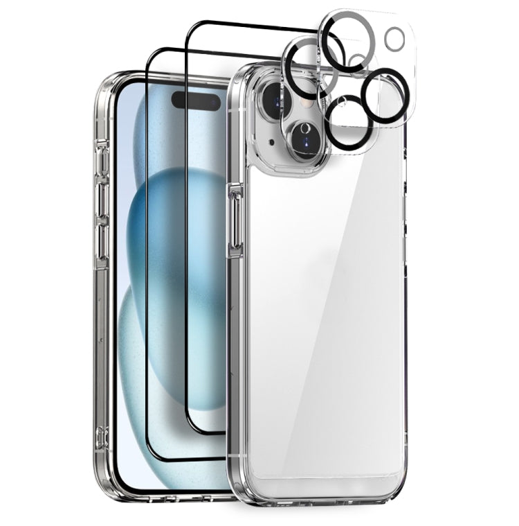 NORTHJO 5 in 1 Clear Phone Case with 2pcs Screen Film + 2pcs Rear Lens Film, For iPhone 15 Pro Max, For iPhone 15 Pro, For iPhone 15 Plus, For iPhone 15, For iPhone 14 Plus, For iPhone 14, For iPhone 14 Pro, For iPhone 14 Pro Max, For iPhone 13 Pro Max...