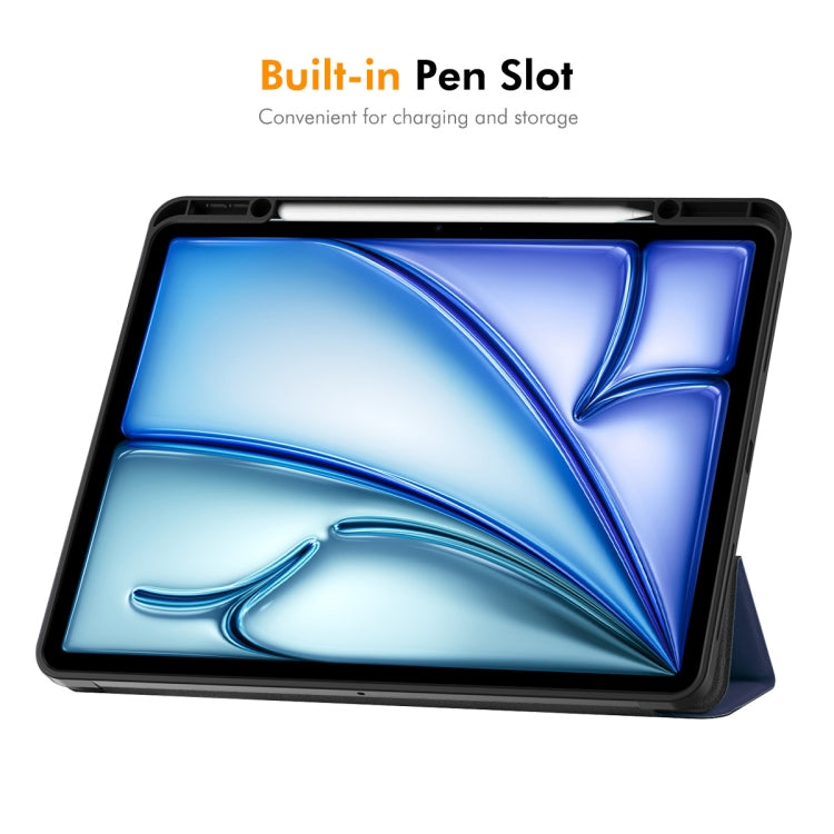 ENKAY Tri-fold Custer Texture TPU Leather Smart Tablet Case with Pen Slot, For iPad Air 13 2026 / 2025 / 2024, For iPad Pro 13 2025 / 2024
