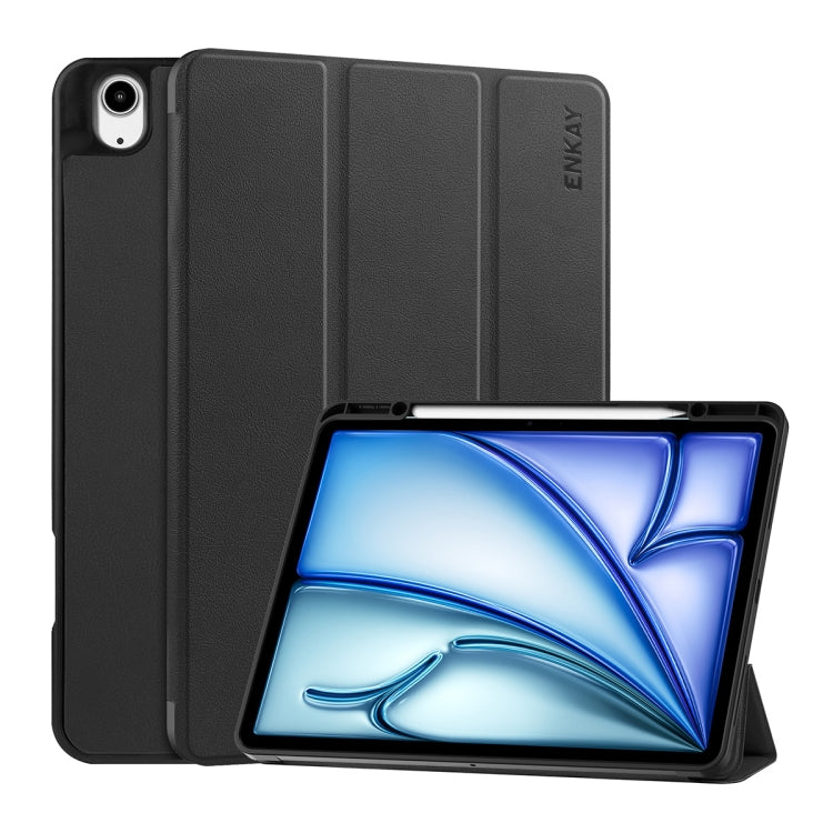 ENKAY Tri-fold Custer Texture TPU Leather Smart Tablet Case with Pen Slot, For iPad Air 13 2026 / 2025 / 2024, For iPad Pro 13 2025 / 2024
