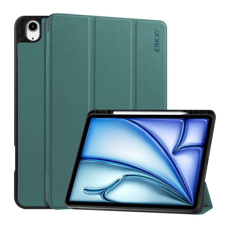 ENKAY Tri-fold Custer Texture TPU Leather Smart Tablet Case with Pen Slot, For iPad Air 13 2026 / 2025 / 2024, For iPad Pro 13 2025 / 2024