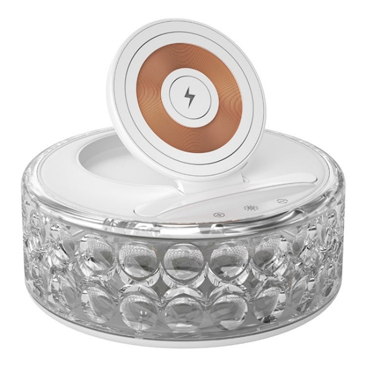 F11 Mobile Phone Holder Desktop Wireless Charger Dock Multi-Function Crystal Night Light, F11
