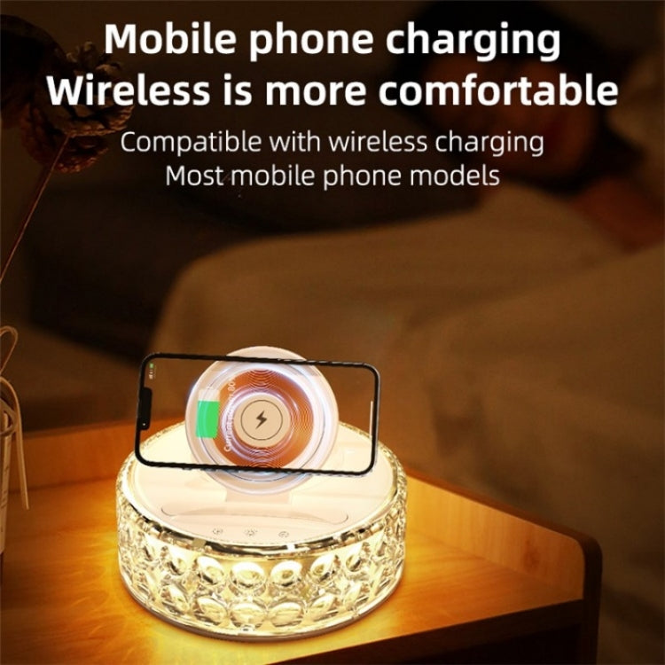 F11 Mobile Phone Holder Desktop Wireless Charger Dock Multi-Function Crystal Night Light, F11