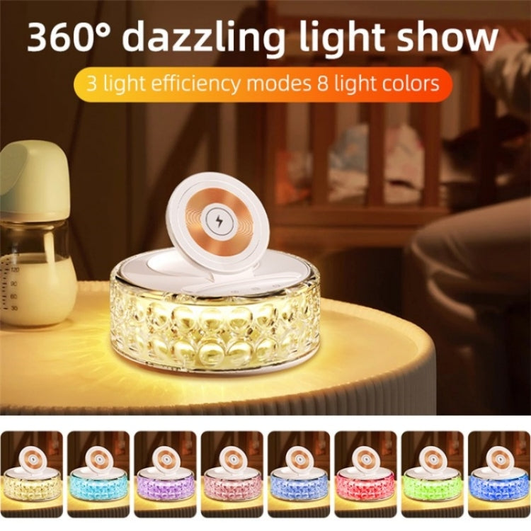 F11 Mobile Phone Holder Desktop Wireless Charger Dock Multi-Function Crystal Night Light, F11