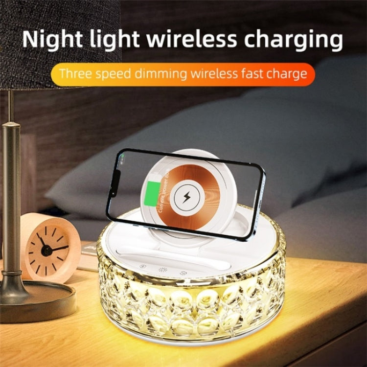 F11 Mobile Phone Holder Desktop Wireless Charger Dock Multi-Function Crystal Night Light, F11