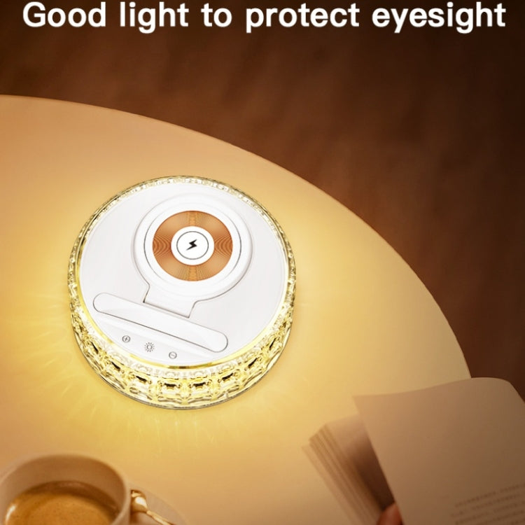 F11 Mobile Phone Holder Desktop Wireless Charger Dock Multi-Function Crystal Night Light, F11