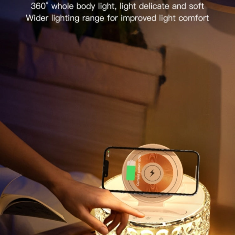 F11 Mobile Phone Holder Desktop Wireless Charger Dock Multi-Function Crystal Night Light, F11