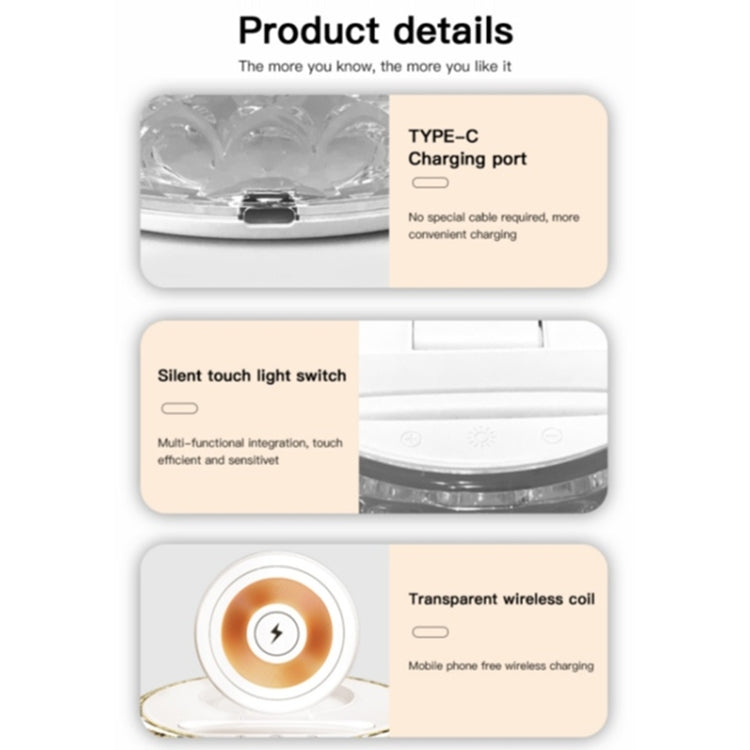 F11 Mobile Phone Holder Desktop Wireless Charger Dock Multi-Function Crystal Night Light, F11