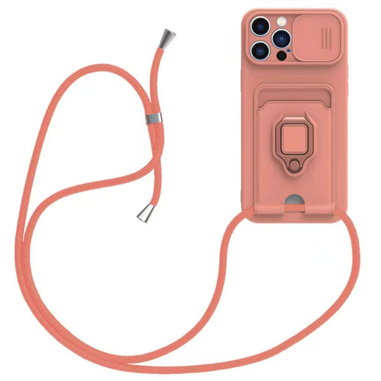 Sliding Camshield Magnetic Card Holder Silicone Phone Case with Lanyard, For iPhone 12, For iPhone 12 Pro Max, For iPhone 12 Pro, For iPhone 11 Pro Max