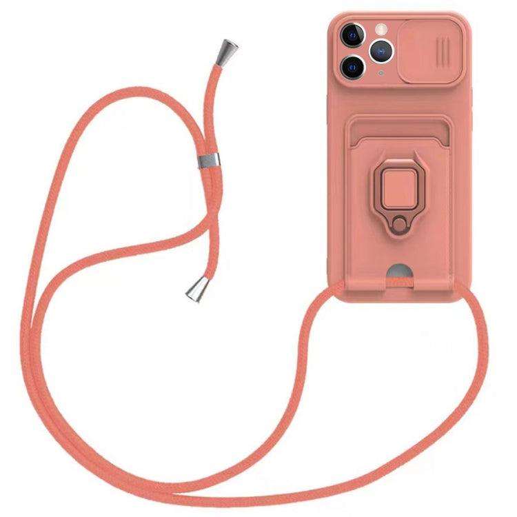 Sliding Camshield Magnetic Card Holder Silicone Phone Case with Lanyard, For iPhone 11 Pro Max, For iPhone 11, For iPhone 11 Pro, For iPhone X / XS