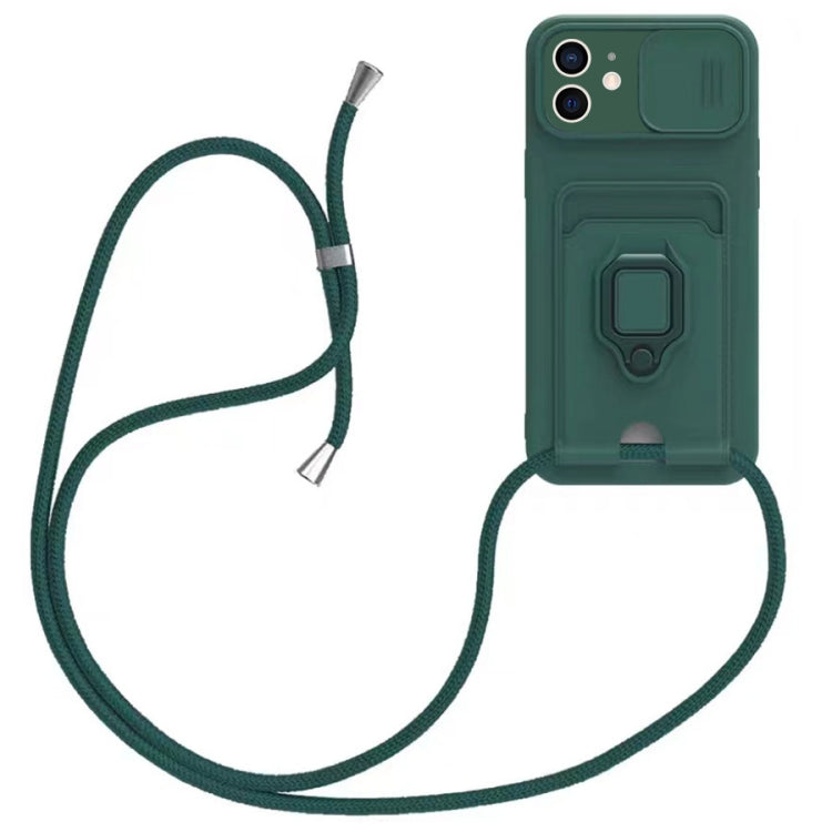 Sliding Camshield Magnetic Card Holder Silicone Phone Case with Lanyard, For iPhone 11 Pro Max, For iPhone 11, For iPhone 11 Pro, For iPhone X / XS