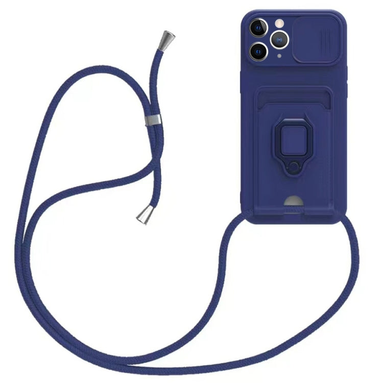 Sliding Camshield Magnetic Card Holder Silicone Phone Case with Lanyard, For iPhone 11 Pro Max, For iPhone 11, For iPhone 11 Pro, For iPhone X / XS