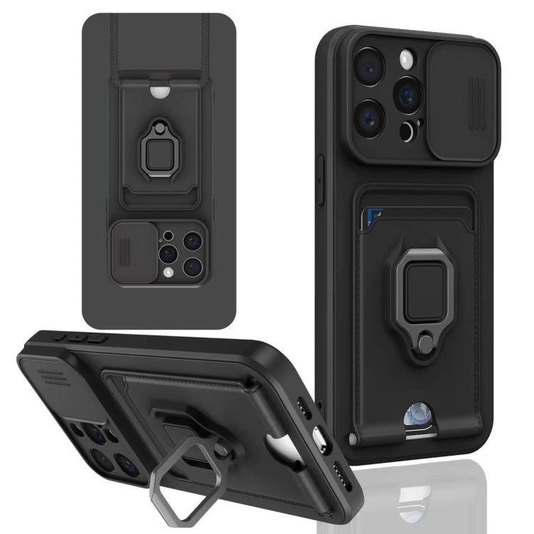 Sliding Camshield Magnetic Card Holder Silicone Phone Case, For iPhone 14 Plus, For iPhone 14, For iPhone 14 Pro, For iPhone 14 Pro Max