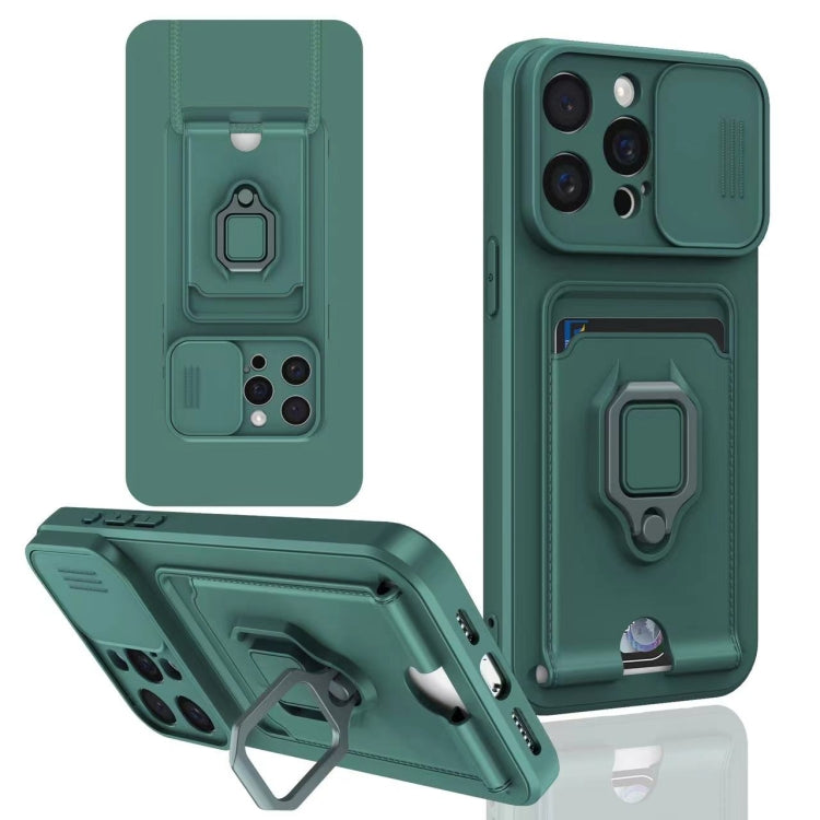 Sliding Camshield Magnetic Card Holder Silicone Phone Case, For iPhone 14 Plus, For iPhone 14, For iPhone 14 Pro, For iPhone 14 Pro Max