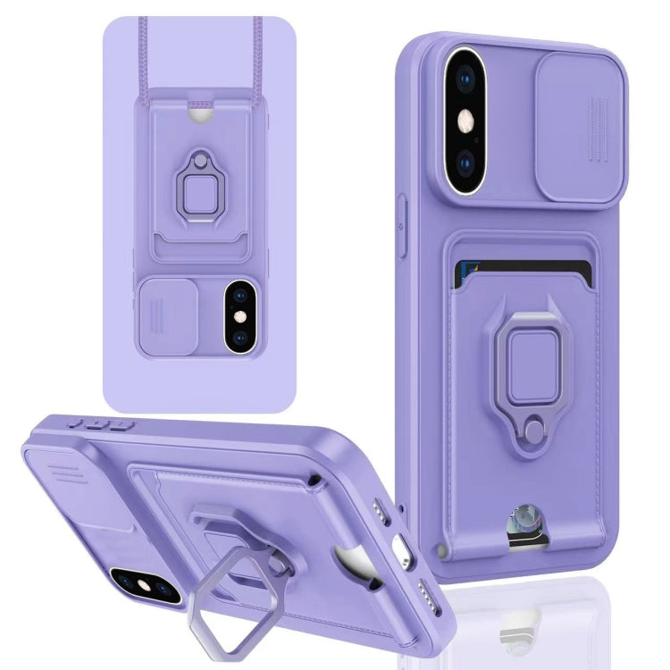 Sliding Camshield Magnetic Card Holder Silicone Phone Case, For iPhone XS Max, For iPhone 7 Plus / 8 Plus