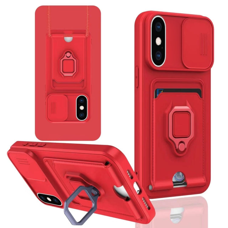 Sliding Camshield Magnetic Card Holder Silicone Phone Case, For iPhone 11, For iPhone 11 Pro, For iPhone XR, For iPhone XS Max