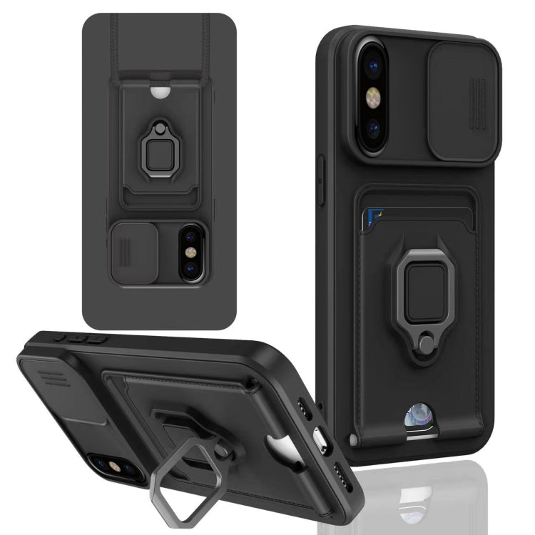 Sliding Camshield Magnetic Card Holder Silicone Phone Case, For iPhone 11, For iPhone 11 Pro, For iPhone X / XSS, For iPhone XR