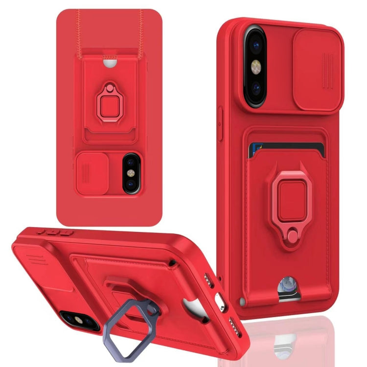 Sliding Camshield Magnetic Card Holder Silicone Phone Case, For iPhone 11, For iPhone 11 Pro, For iPhone X / XSS, For iPhone XR