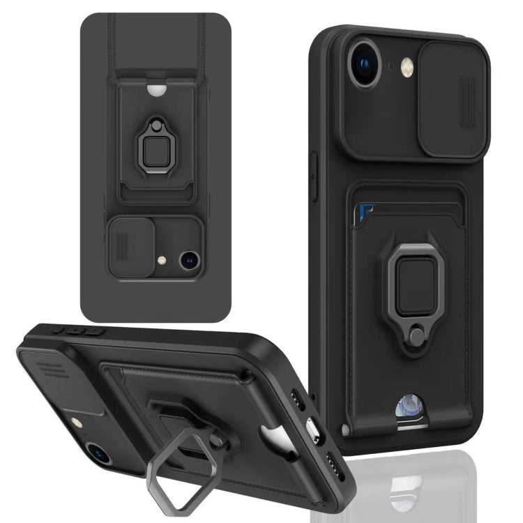 Sliding Camshield Magnetic Card Holder Silicone Phone Case, For iPhone 7 / 8 / SE 2022, For iPhone 13 Pro Max, For iPhone 13 Pro, For iPhone 13